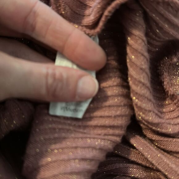 Sweet Claire Iridescent Pink Mauve Gold Off Shoulder Sweater Shirt Top Blouse M - Picture 5 of 5